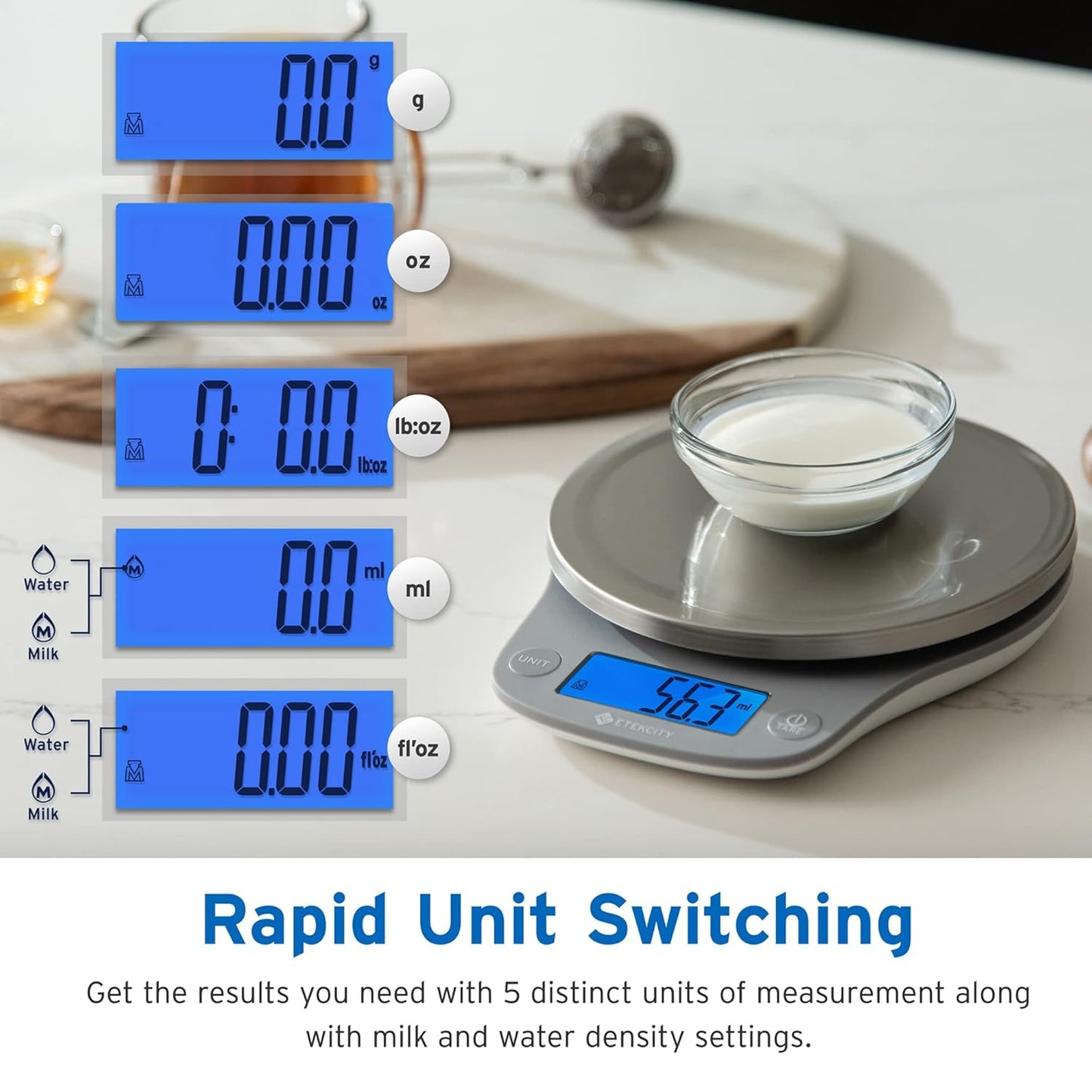 0.1G Food Kitchen Scale, Digital Ounces and Grams for Cooking, Baking, Meal Prep, Dieting, and Weight Loss 11Lb/5Kg 304 Stainless Steel