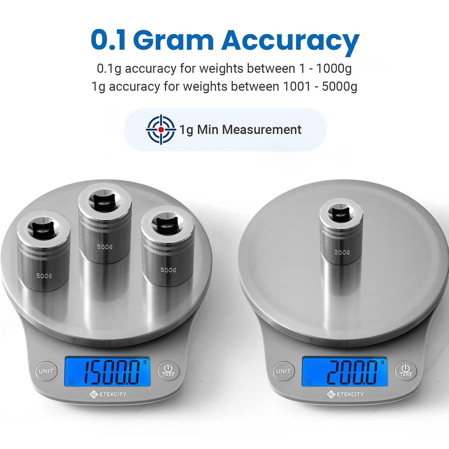 0.1G Food Kitchen Scale, Digital Ounces and Grams for Cooking, Baking, Meal Prep, Dieting, and Weight Loss 11Lb/5Kg 304 Stainless Steel